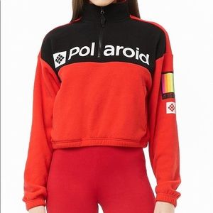 Polaroid Cropped Fleece Pullover Sweater